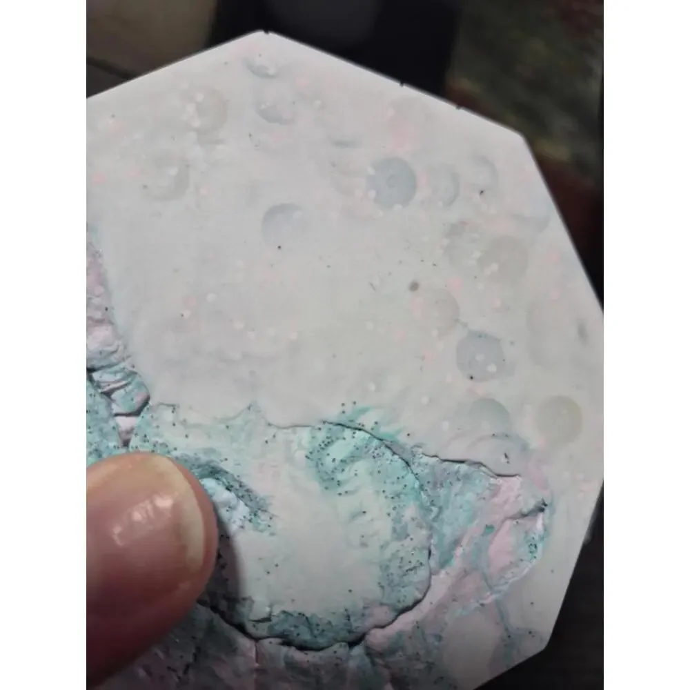 4 Teal/Pink White Marbled Eco Resin Stone Look Hexagon Coasters 4” Handmade